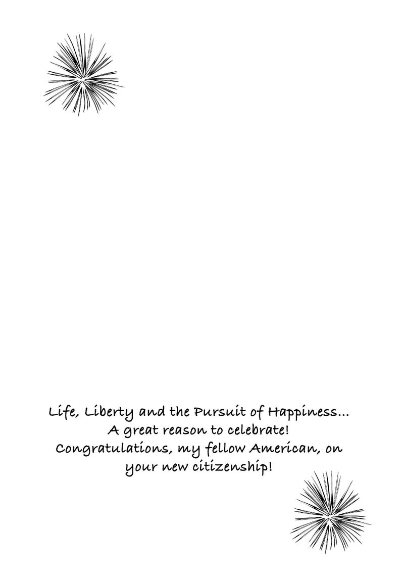 Aquinas Eagle Citizenship Congratulations Card â€“ Fireworks Design â€“ Naturalization Present or New Citizen Gift